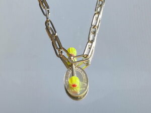 Collier en acier inoxydable doré, pendentif en argent 925 et piercing en acier jaune et rose